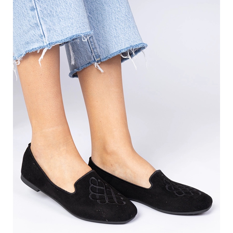 Ekozamszowe Ballerinas für schwarze Frauen mit Stickerei 2