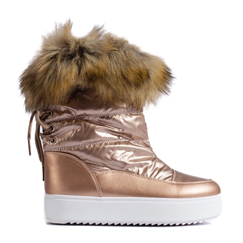 Rosa Schneestiefel für Damen von Shelovet mit Fell 2