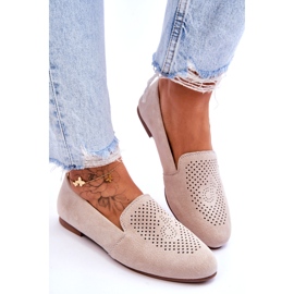 S.Barski Frauenmokassins von Wildleder -Leder Beige 4