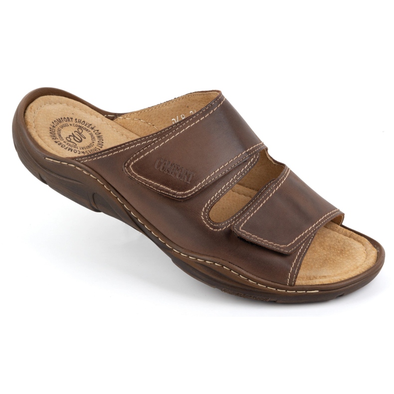 Olivier Klassische Lederflip Flops 0048 braun 1