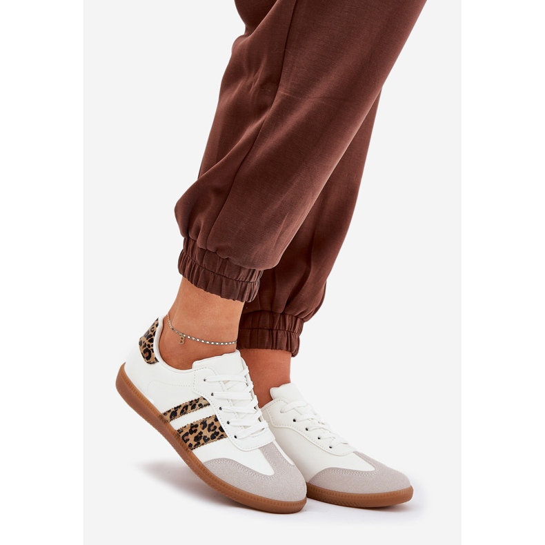 Niedrige Frauen -Sneaker mit Öko -Leder weißer Leopardendruck 1