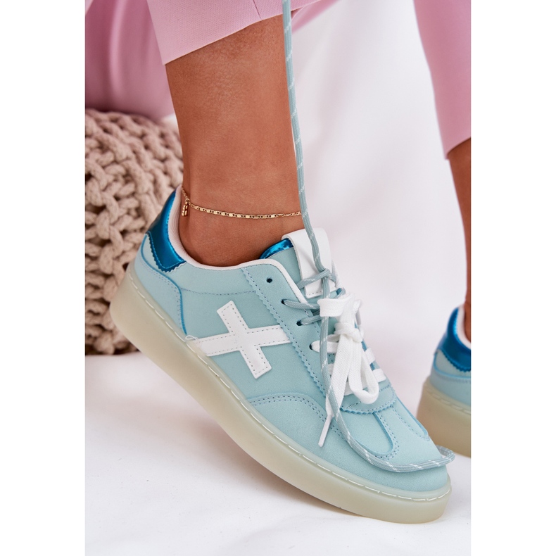 Niedrige Frauen -Sportschuhe mit Minz -Leopardendruck blau 2