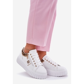 Frauensportschuhe auf der Plattform mit Öko -Leadel Leopard -Leopardendruck auf der Plattform weiß 1