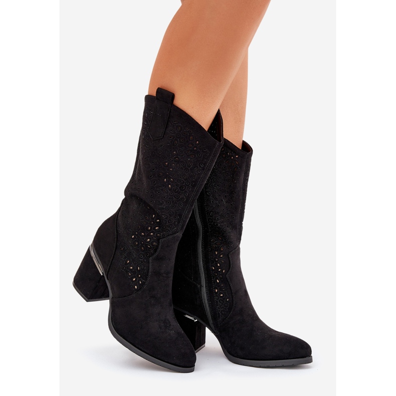 S.Barski Openwork-Stiefel Halbkalb Cowboy S. Barski Hy51-238 Schwarz 1