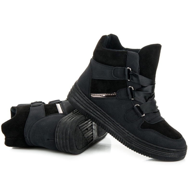 Sport High-Top-Sneakers mit Schleife schwarz 1