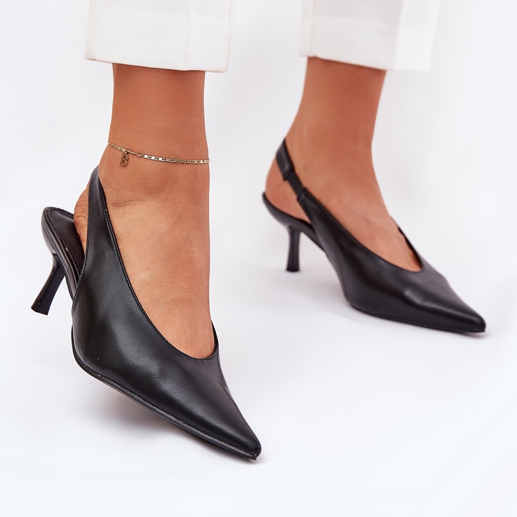 High Heels mit einer Outdoor -Öko -Lederferse schwarz 2