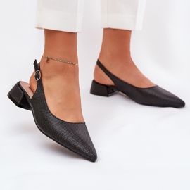 Frauen geflochtene Sandalen mit einem zarten Absatz schwarz 2