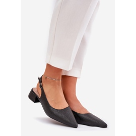 Frauen geflochtene Sandalen mit einem zarten Absatz schwarz 1