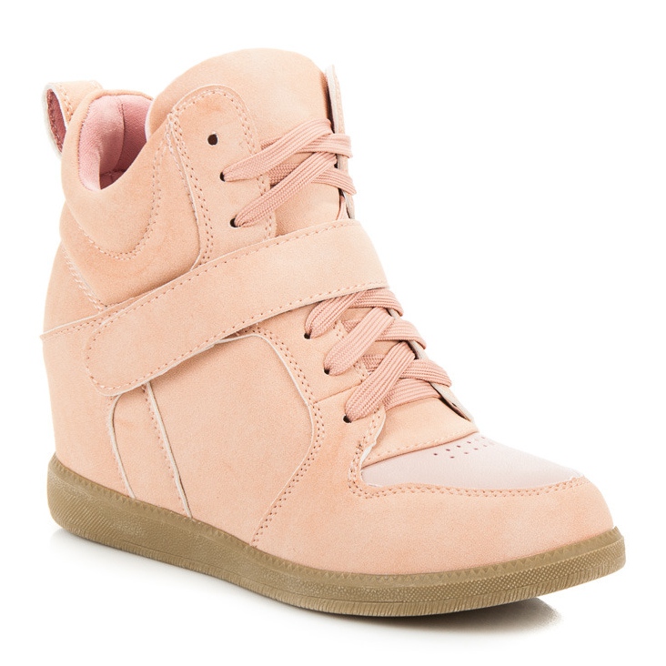 Bequeme Sneaker mit Keilabsatz rosa 1