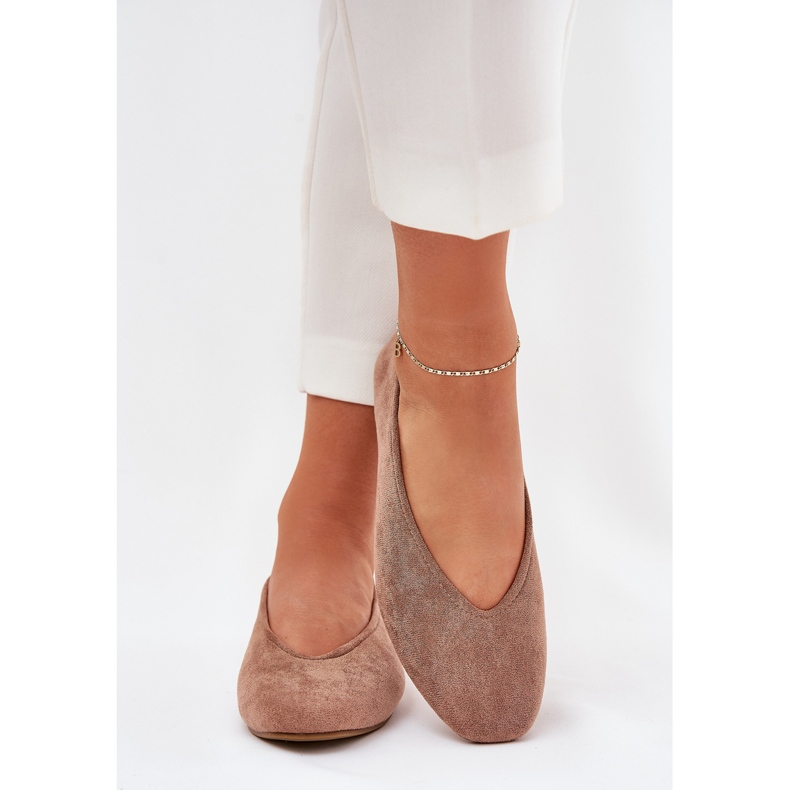 Klassische Ballerinas mit Öko -Wildleder Khaki beige 2