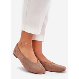 Klassische Ballerinas mit Öko -Wildleder Khaki beige 1