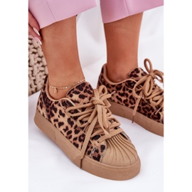 Frauen -Sneaker mit Dekoration auf der Plattform Leopard Print Brown braun 2