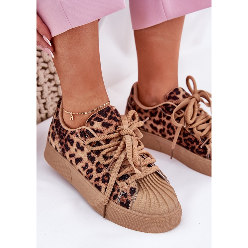 Frauen -Sneaker mit Dekoration auf der Plattform Leopard Print Brown braun 2