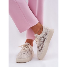 Blaci Damen -Sneaker auf der Plattform leichte Beige 2