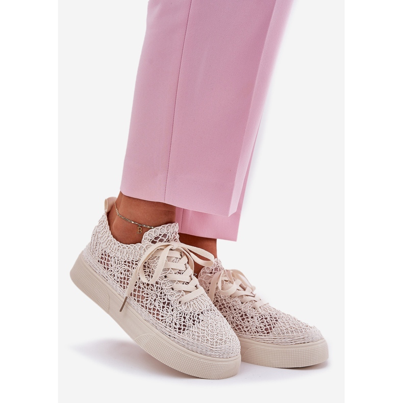 Blaci Damen -Sneaker auf der Plattform leichte Beige 1