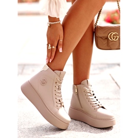 Hohe Damen-Ledersneakers auf der Plattform Vinceza 66707 Beige 5