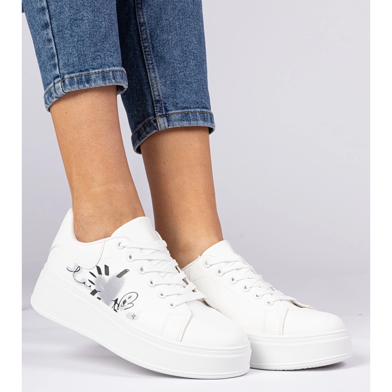 Weiße Turnschuhe Frauensport -Sneaker mit Druck 1