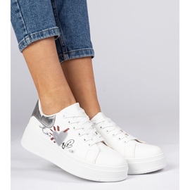 Weiße und Silber -Turnschuhe Frauensport -Sneaker mit Druck 2