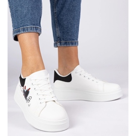 Weiße und weiße Turnschuhe Frauen Sportsneaker mit Druck 3