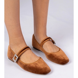 Brown Damen VeloR Ballerinas mit einer Schnalle braun 3