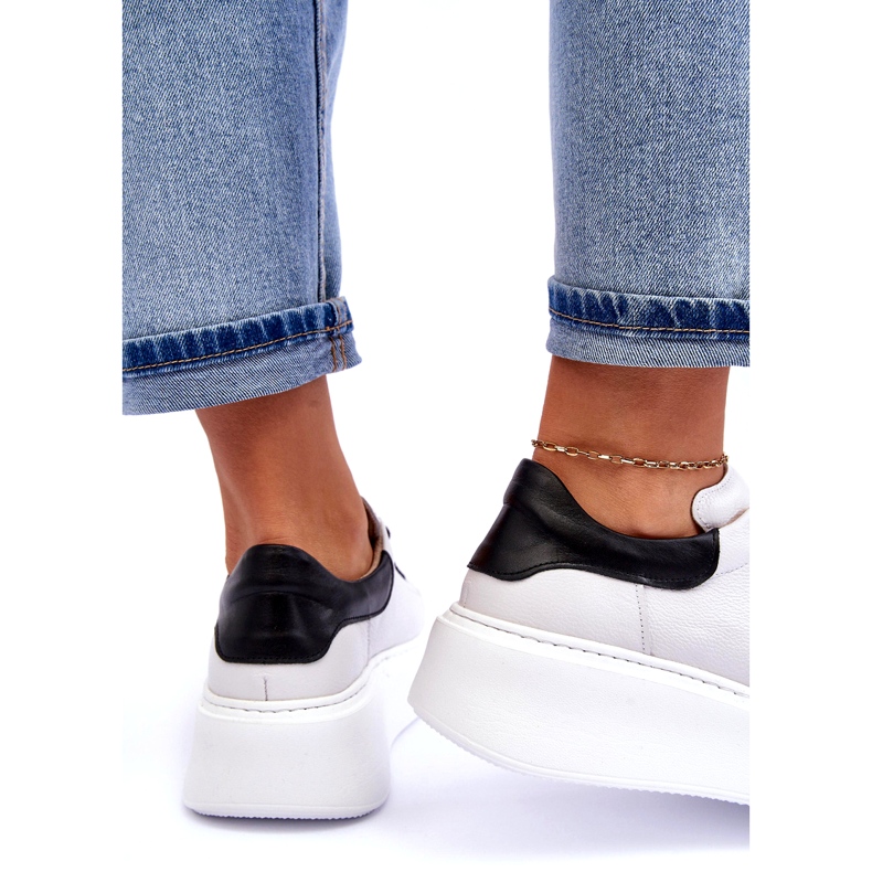 Lemar Frauen -Leder -Sportschuhe auf der weißen Plattform 4