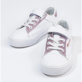 Weiße Kinder-Sneaker mit rosa Glitzer 1