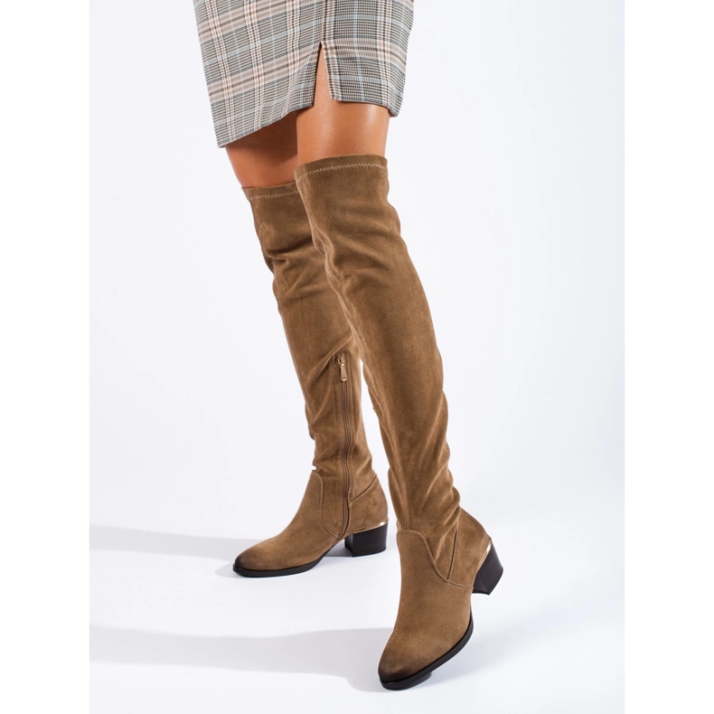 Vinceza Overknee-Stiefel aus Wildleder für Damen braun 1