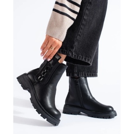 Schwarze Chelsea-Stiefel für Damen mit schwarzer Sohle 1