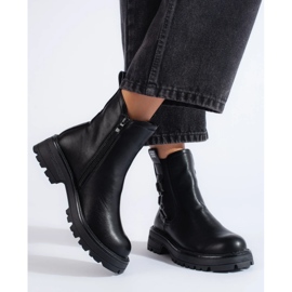 Schwarze Chelsea-Stiefel für Damen mit schwarzer Sohle 2