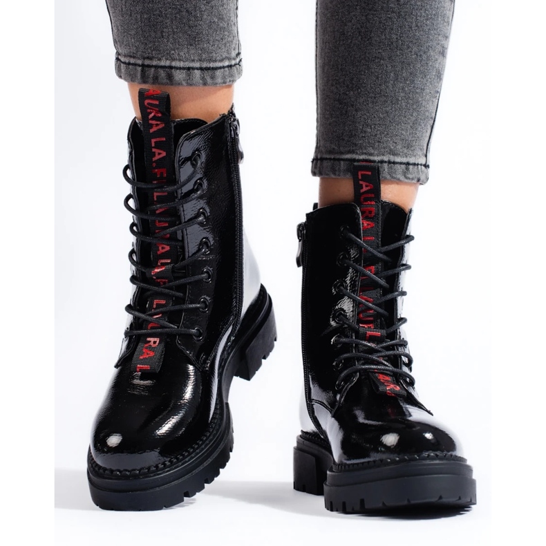 Shelovet für Damen, schwarze Arbeiter, Lackleder 2