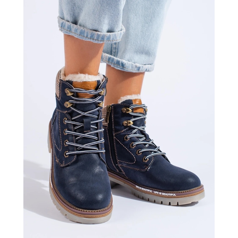 Marineblaue Damenstiefel 1