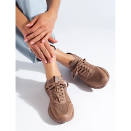 Damen-Sportschuhe braun Big Star LL274416 Memory Foam beige 2