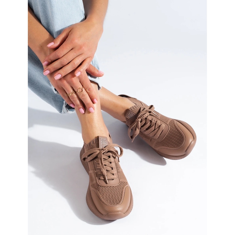 Damen-Sportschuhe braun Big Star LL274416 Memory Foam beige 2