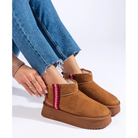 Shelovet Damen-Schneestiefel aus Kamelwildleder braun 1