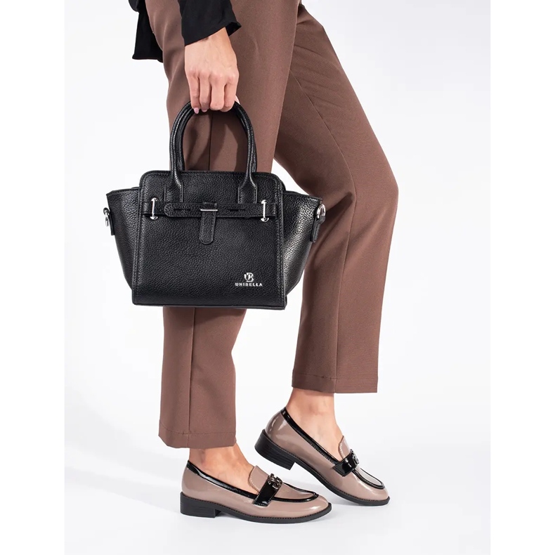 Lack-Mokassins für Damen in Beige und Schwarz 2