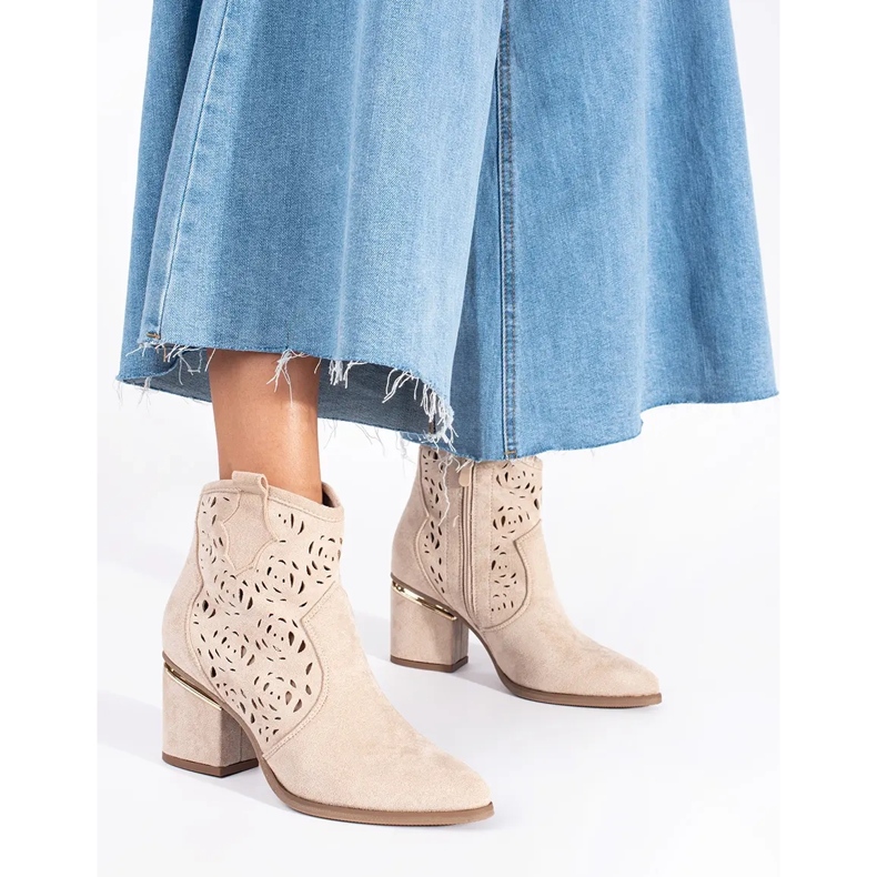 Seastar Beige durchbrochene Cowboystiefel für Damen 1