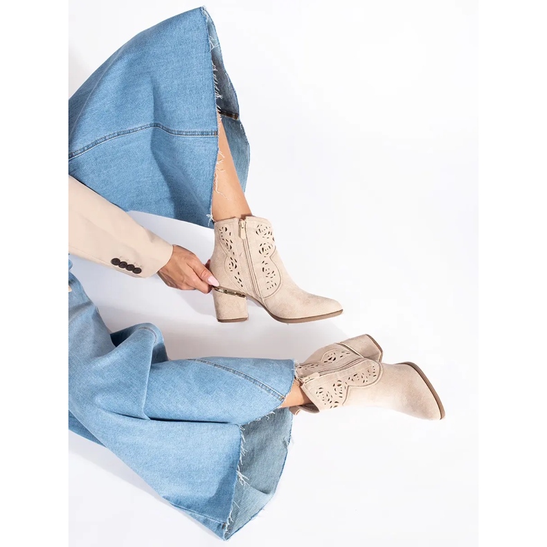 Seastar Beige durchbrochene Cowboystiefel für Damen 2