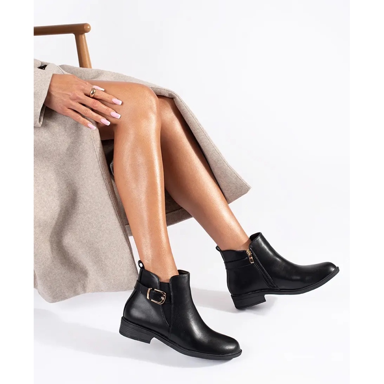 Schwarze Damen-Chelsea-Stiefel mit goldenen Elementen 2