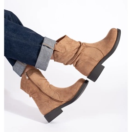 Damen-Cowboystiefel aus dunkelbeigem Wildleder 1