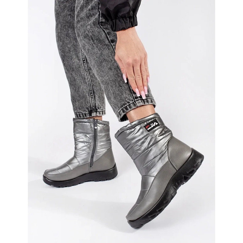 Graue Schneestiefel für Damen 1