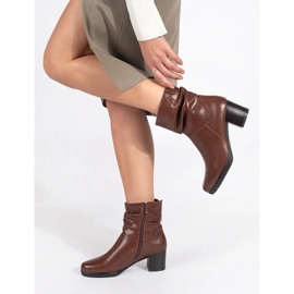 Braune Lederstiefeletten für Damen mit gerüschtem Obermaterial von Sergio Leone 1