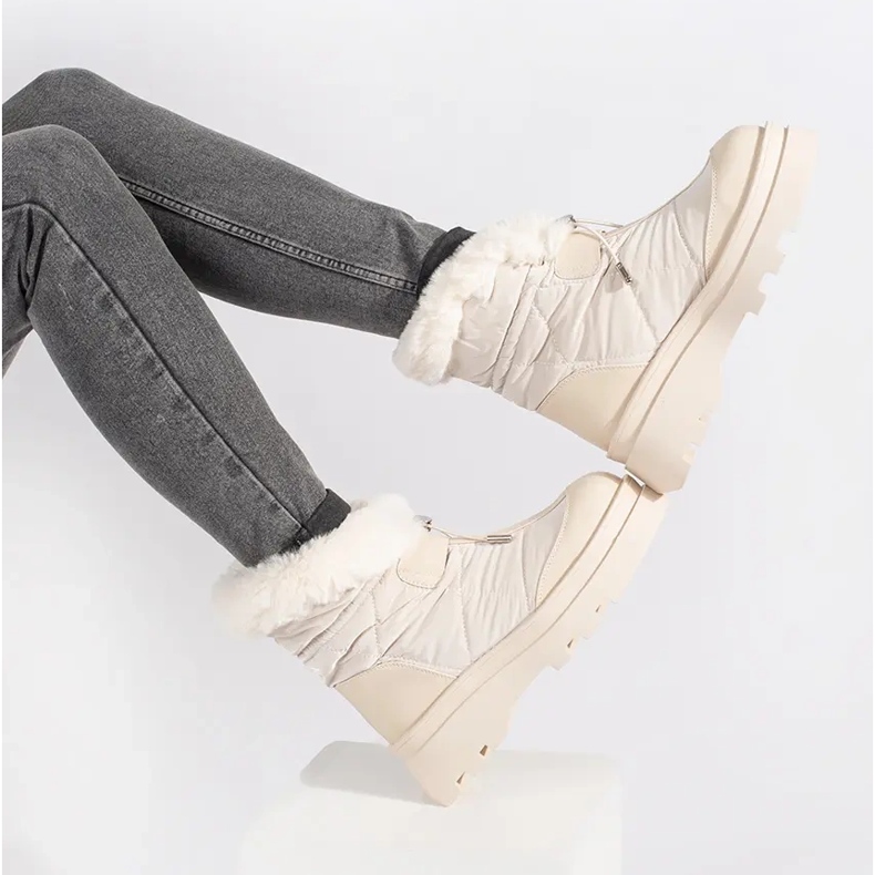 Seastar Beige Damen-Schneestiefel mit Fell auf der Plattform 2