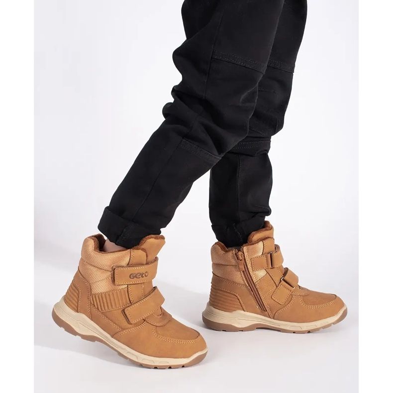 Isolierte Jungenstiefelette mit Klettverschluss braun 2