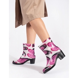 Gummistiefel mit Schmetterlingsmuster und hohem Absatz mehrfarbig 1