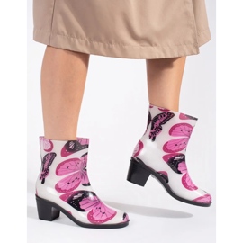 Gummistiefel mit Schmetterlingsmuster und hohem Absatz mehrfarbig 2