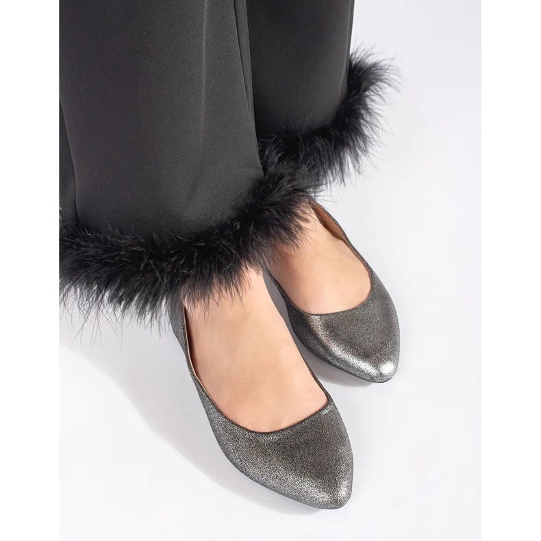 Graue Glitzer-Ballerinas für Damen 2