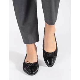 Schwarze Glitzer-Ballerinas mit Schleife 1