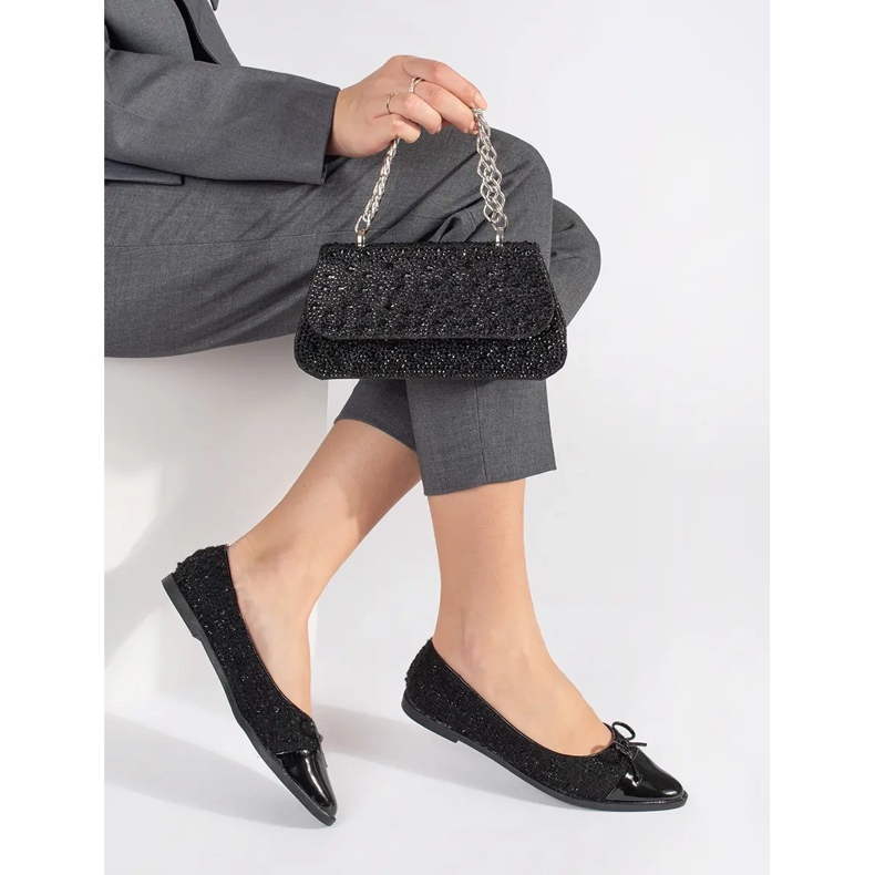 Schwarze Glitzer-Ballerinas mit Schleife 2