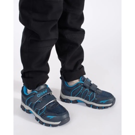 Marineblaue Jungen-Sportschuhe mit Klettverschluss 1
