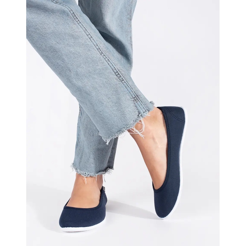 Marineblaue Damen-Ballerinas aus Stoff 1